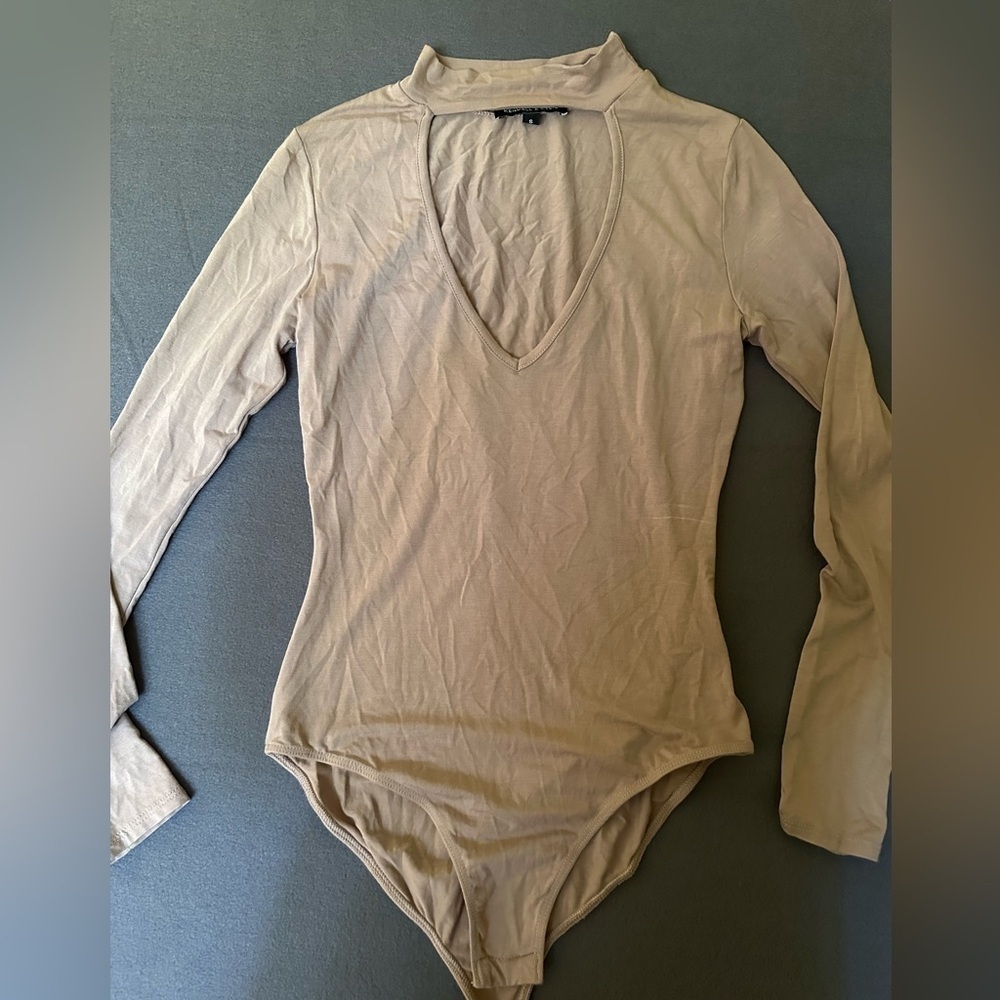Kendall & Kylie Brown/Taupe Long Sleeve Body Suit